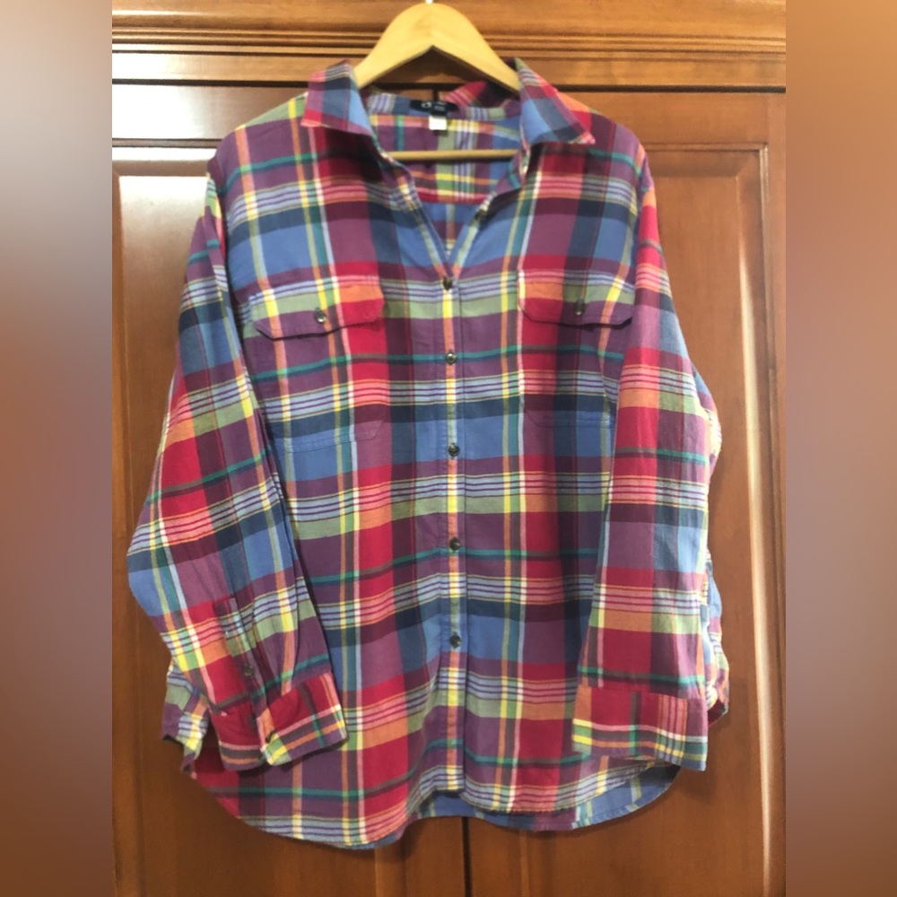 Chaps Bright Colored Plaid Blouse Size Women’s 3X